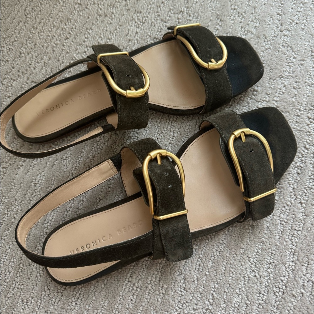 Veronica Beard Maglio gold buckle sandals